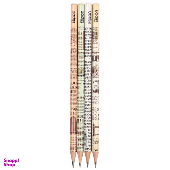 مداد مشکی الیپون (Elipone) مدل فانتزی گرد کد 8101940 بسته 4 عددی