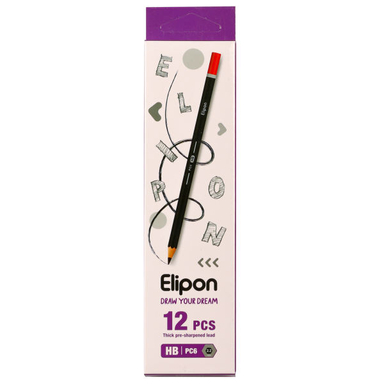 مداد مشکی الیپون (Elipone) مدل کلاسیک شش گوش کد 8110001 بسته 12 عددی