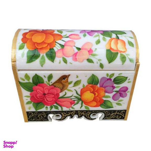 جعبه جواهرات استخوانی طرح گل و مرغ کد B 307