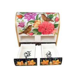 جعبه جواهرات استخوانی طرح گل و مرغ کد B 307