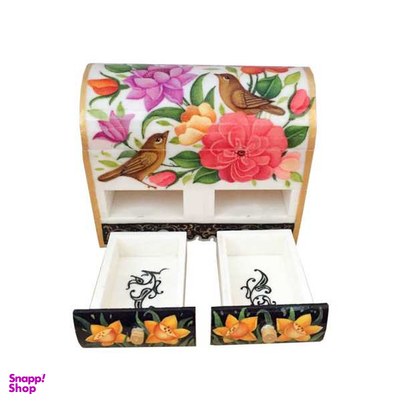 جعبه جواهرات استخوانی طرح گل و مرغ کد B 307