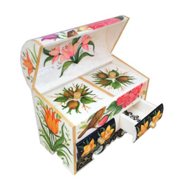 جعبه جواهرات استخوانی طرح گل و مرغ کد B 307