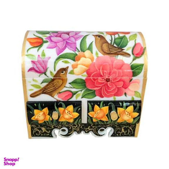 جعبه جواهرات استخوانی طرح گل و مرغ کد B 307