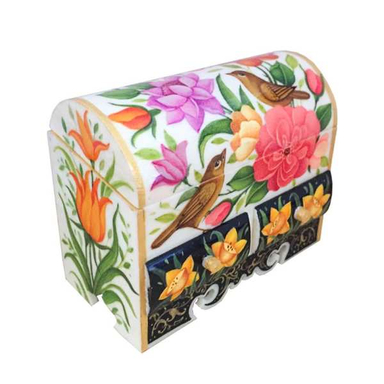 جعبه جواهرات استخوانی طرح گل و مرغ کد B 307