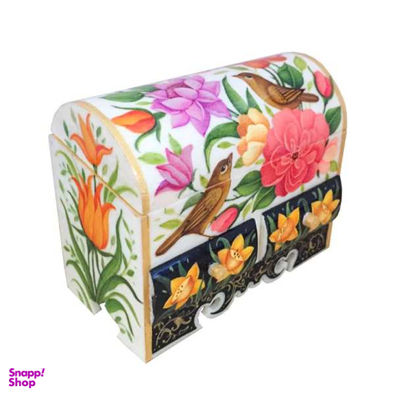 جعبه جواهرات استخوانی طرح گل و مرغ کد B 307