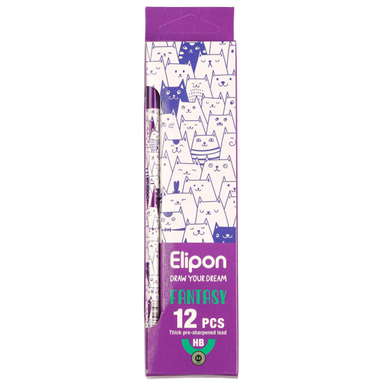 مداد مشکی الیپون (Elipone) مدل فانتزی گرد کد 8101112 بسته 12 عددی