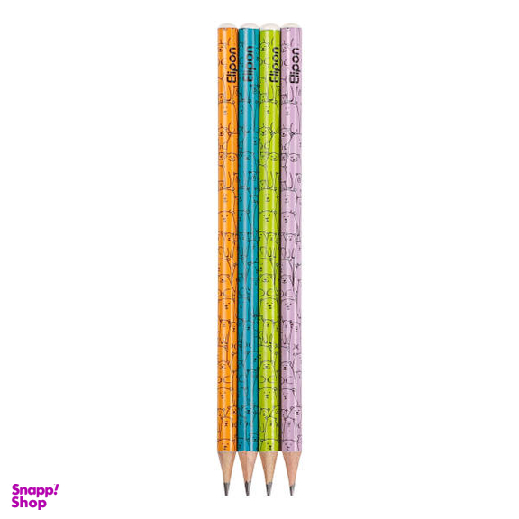 مداد مشکی الیپون (Elipone) مدل فانتزی گرد کد 8101740 بسته 4 عددی