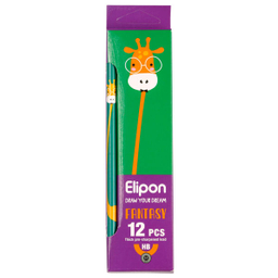 مداد مشکی الیپون (Elipone) مدل فانتزی گرد کد 8101312 بسته 12 عددی