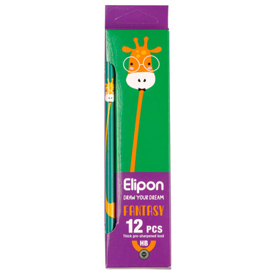 مداد مشکی الیپون (Elipone) مدل فانتزی گرد کد 8101312 بسته 12 عددی