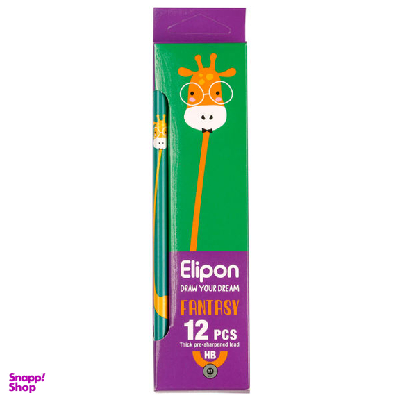 مداد مشکی الیپون (Elipone) مدل فانتزی گرد کد 8101312 بسته 12 عددی