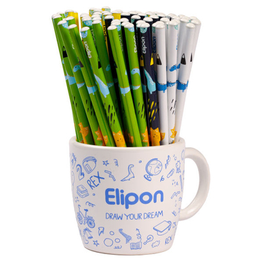 مداد مشکی الیپون (Elipone) فانتزی گرد ماگ کد 8101113 بسته 72 عددی