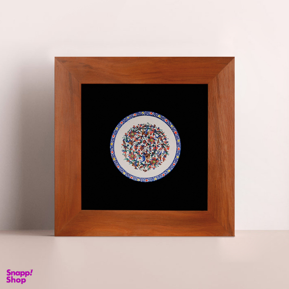 تابلو بشقاب سلام (Salam) طرح گل و مرغ آبی لاجوردی