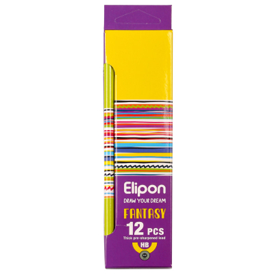 مداد مشکی الیپون (Elipone) مدل فانتزی گرد کد 8101512 بسته 12 عددی