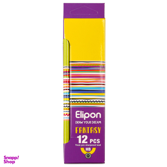 مداد مشکی الیپون (Elipone) مدل فانتزی گرد کد 8101512 بسته 12 عددی