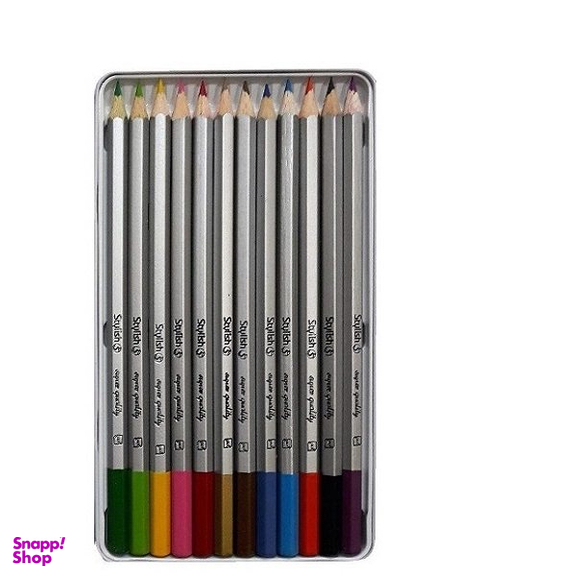 مداد رنگی استایلیش (Stylish) مدل 12 رنگ جعبه فلزی