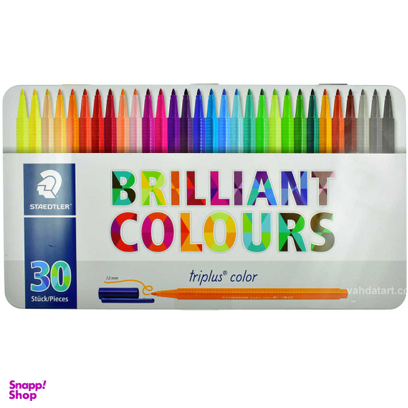 ماژیک نقاشی استدلر (Staedtler) مدل تریپلاس جعبه فلزی 323m30 بسته 30 رنگ
