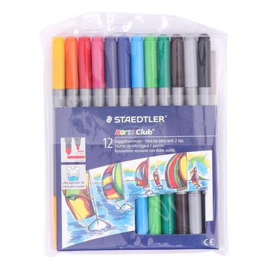 ماژیک نقاشی استدلر (Staedtler) مدل دوسر نوریس کلاب 320NWP12 بسته 12 رنگ