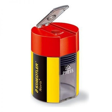 تراش نوریس مخزن دار تک سوراخ استوانه ای استدلر (Staedtler) مدل 511 004 رنگ زرد سیاه