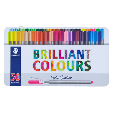 روان نویس نوک نمدی استدلر (Staedtler) مدل جعبه فلزی Brilliant Colours 334 بسته 50 عددی