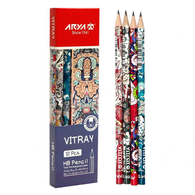 مداد مشکی مهندسی آریا (Arya) بسته 12 عددی