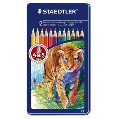مداد رنگی 12 رنگ استدلر (Staedtler) مدل 145AM12 جعبه فلزی