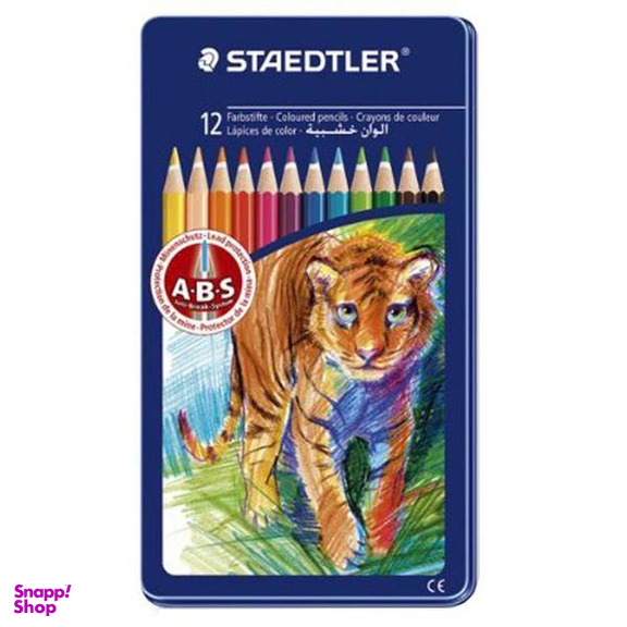 مداد رنگی 12 رنگ استدلر (Staedtler) مدل 145AM12 جعبه فلزی