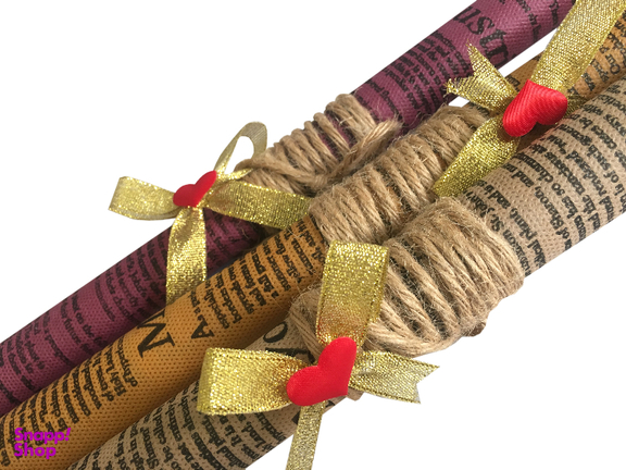 کاغذ کادو پارچه‌ ای کد BF012 به همراه نخ کنفی و پاپیون مجموعه 3 عددی