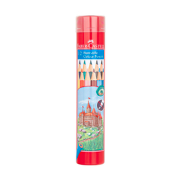 مداد رنگی 12 رنگ فابر کاستل (Faber Castell) مدل جعبه فلزی استوانه ای طرح قلعه