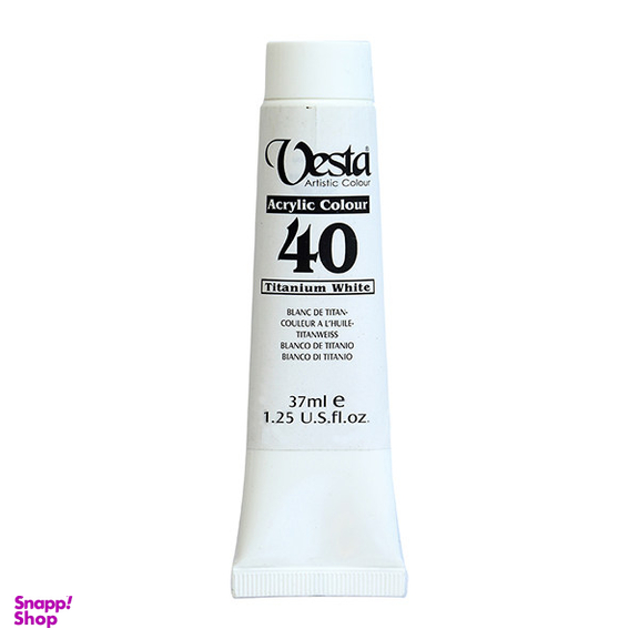 رنگ اکریلیک وستا (Vesta) مدل Titanium White حجم 37 میلی لیتر رنگ سفید