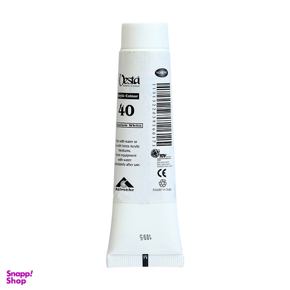 رنگ اکریلیک وستا (Vesta) مدل Titanium White حجم 37 میلی لیتر رنگ سفید