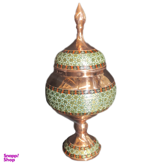شکلات خوری پایه دار مس و خاتم اثر استاد آقاجانی