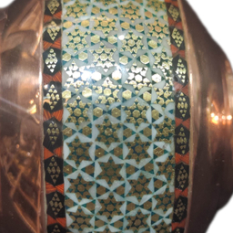 شکلات خوری پایه دار مس و خاتم اثر استاد آقاجانی