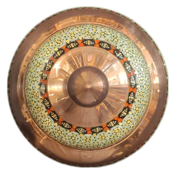 شکلات خوری پایه دار مس و خاتم اثر استاد آقاجانی