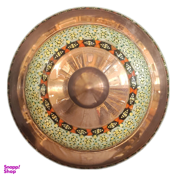 شکلات خوری پایه دار مس و خاتم اثر استاد آقاجانی