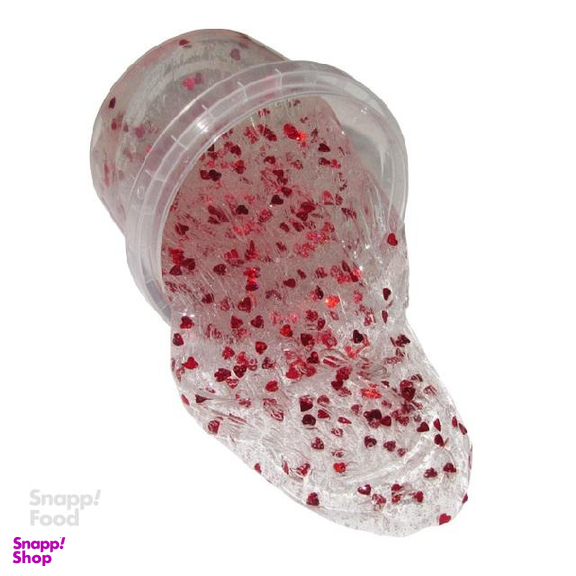 اسلایم شفاف پولک گودی اسلایم (Goody Slime) طرح قلبی وزن 300 گرم