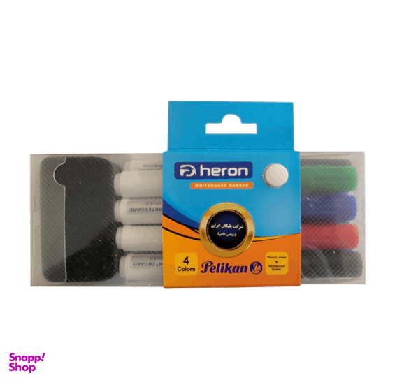 ماژیک وایت برد پلیکان (Pelikan) مدل هرون به همراه تخته پاک کن بسته 8 عددی