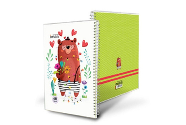 دفتر جلد طلقی ایمان (Iman) مدل Happy Animals طرح خرس