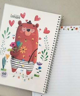 دفتر جلد طلقی ایمان (Iman) مدل Happy Animals طرح خرس