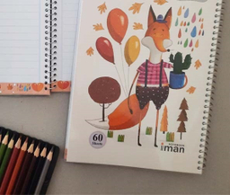 دفتر جلد طلقی ایمان (Iman) مدل Happy Animals طرح روباه