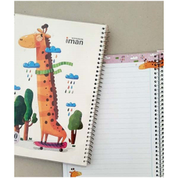 دفتر جلد طلقی ایمان (Iman) مدل Happy Animals طرح زرافه