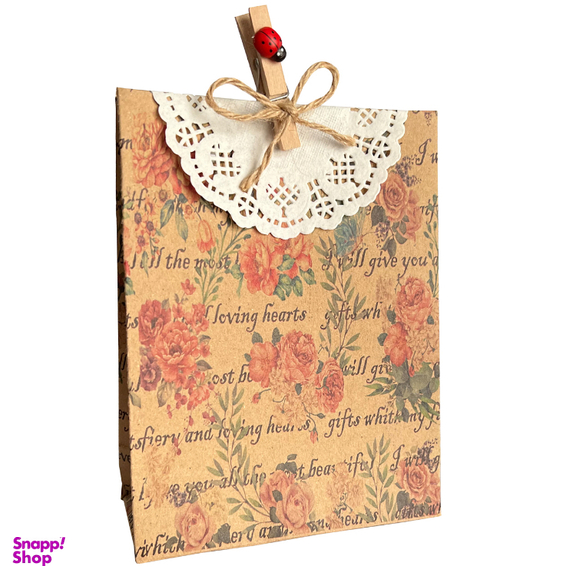 پاکت هدیه طرح گلهای پیونی کلاسیک سایز 11×15 سانتی متر