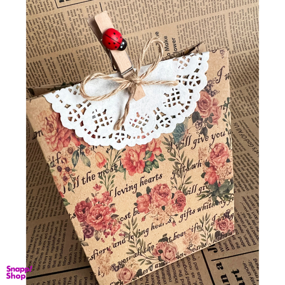 پاکت هدیه طرح گلهای پیونی کلاسیک سایز 11×15 سانتی متر