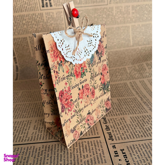 پاکت هدیه طرح گلهای پیونی کلاسیک سایز 11×15 سانتی متر