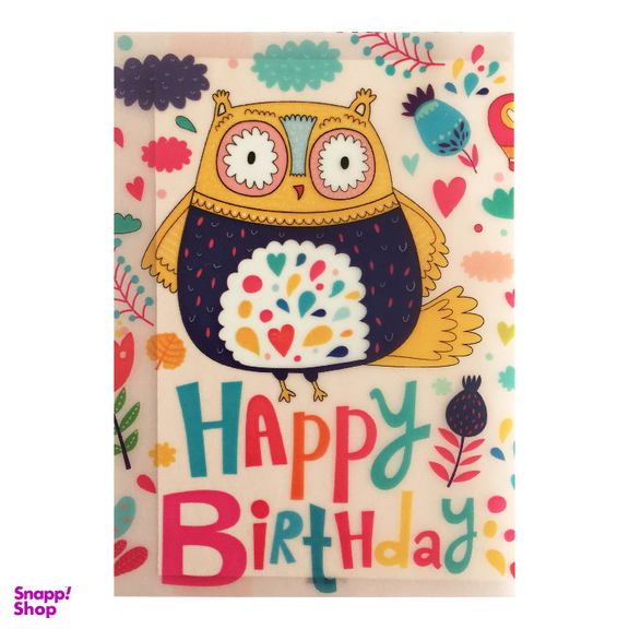 کارت پستال طرح تولد مبارک جغد رنگی کالک