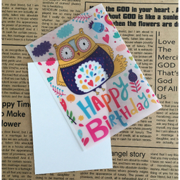 کارت پستال طرح تولد مبارک جغد رنگی کالک