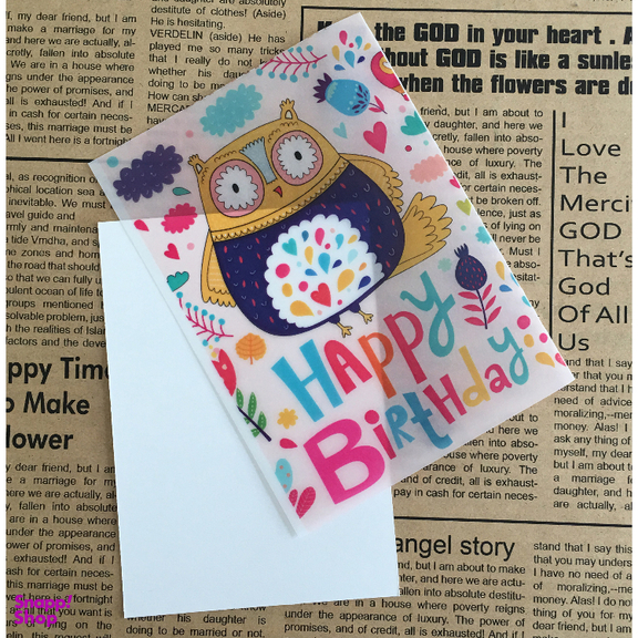 کارت پستال طرح تولد مبارک جغد رنگی کالک