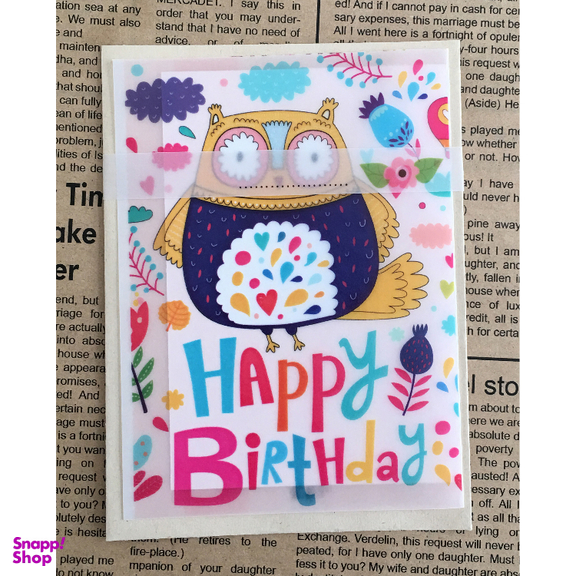 کارت پستال طرح تولد مبارک جغد رنگی کالک