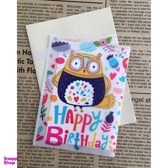 کارت پستال طرح تولد مبارک جغد رنگی کالک