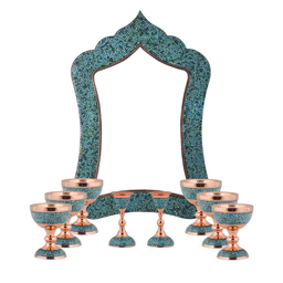 ست هفت سین سنگاب، آینه و شمعدان فیروزه کوبی آقاجانی کد 8 مجموعه 9 عددی