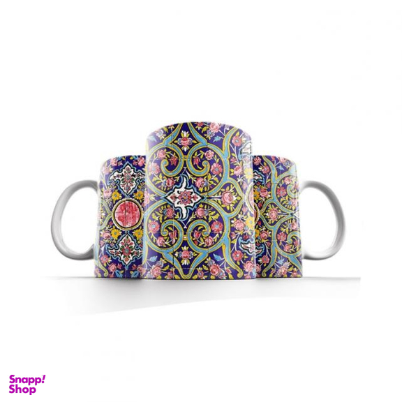 ماگ طرح کاشی کاری اسلیمی کد TRM523 به همراه ماوس پد و زیر لیوانی